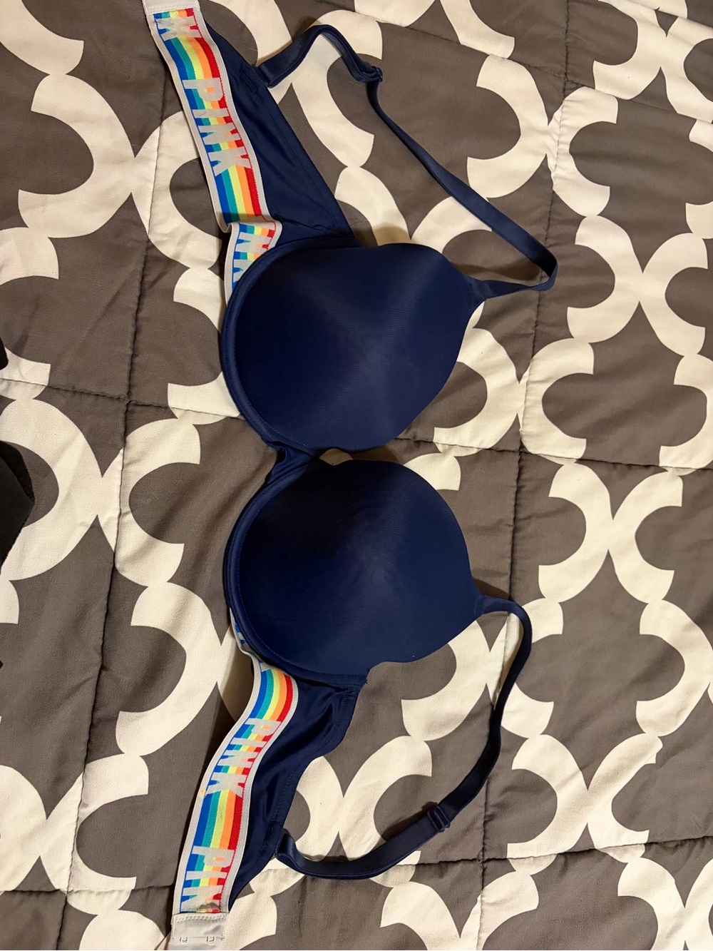 PINK Victoria's Secret Navy Bra with Rainbow Logo Band